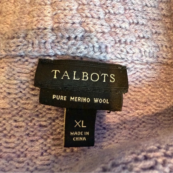 Talbots Womens Pure Merino Wool Button Up Cardigan Sweater Size XL lavender - Picture 10 of 12